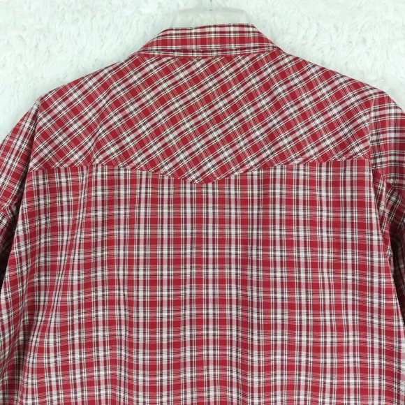 Fox Fire Mens Shirt Button Down Western Pearl Snaps Red Plaid Long Sleeve Big 3X - Picture 4 of 11